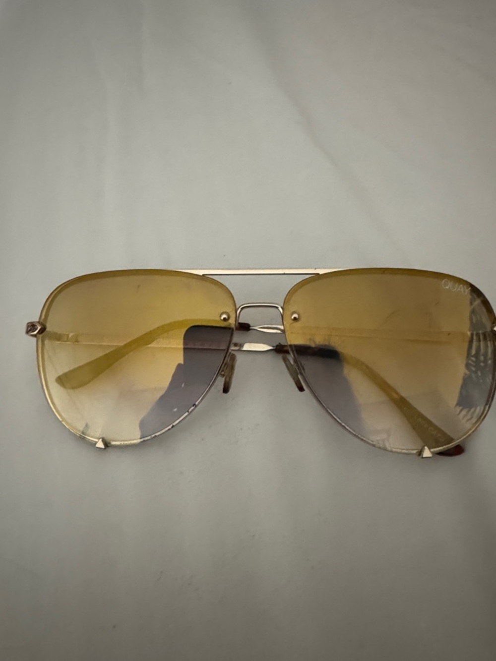 QUAY Gold Frame Sunglasses with Yellow Gradient Lenses